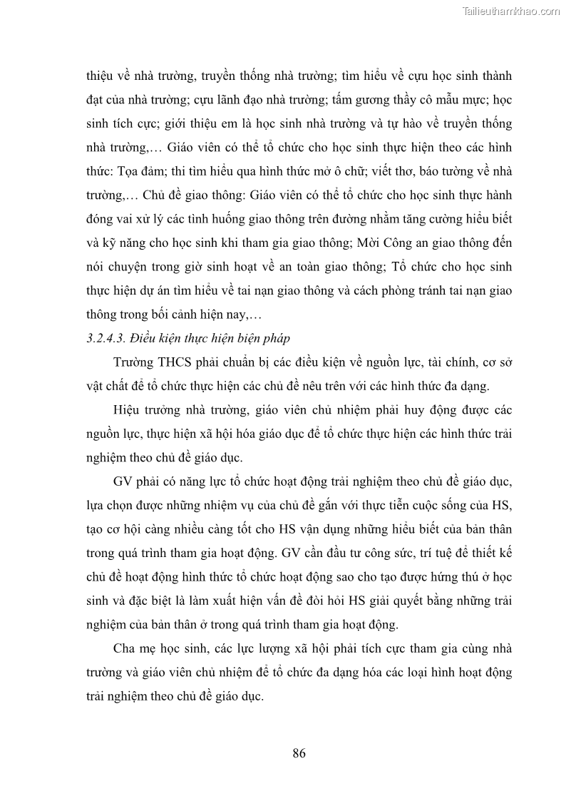 Luận văn thạc sĩ khoa học giáo dục Quản lý hoạt động trải nghiệm theo chủ đề giáo dục ở các trường trung học cơ sở huyện Hiệp Hòa tỉnh Bắc Giang - 9 Trang 97
