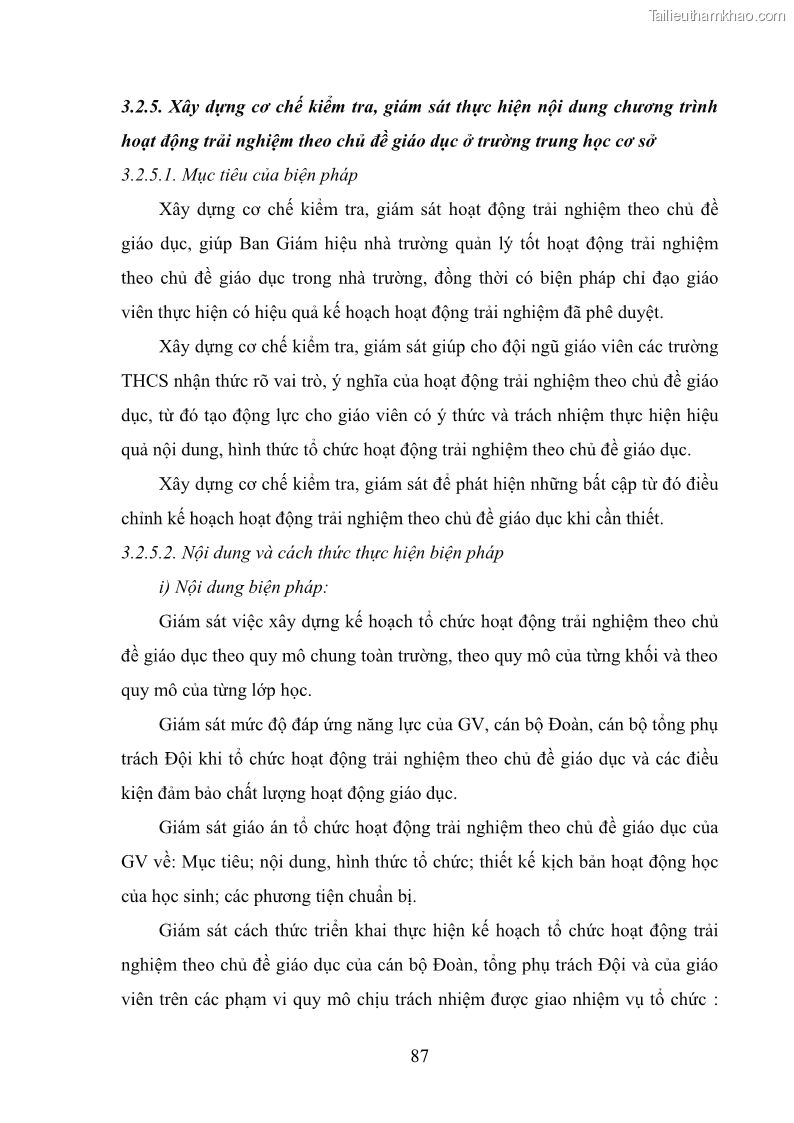 Luận văn thạc sĩ khoa học giáo dục Quản lý hoạt động trải nghiệm theo chủ đề giáo dục ở các trường trung học cơ sở huyện Hiệp Hòa tỉnh Bắc Giang - 9 Trang 98