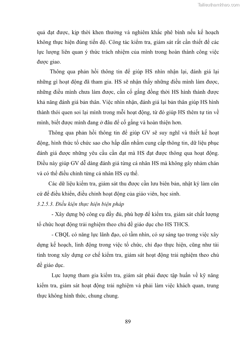 Luận văn thạc sĩ khoa học giáo dục Quản lý hoạt động trải nghiệm theo chủ đề giáo dục ở các trường trung học cơ sở huyện Hiệp Hòa tỉnh Bắc Giang - 9 Trang 100