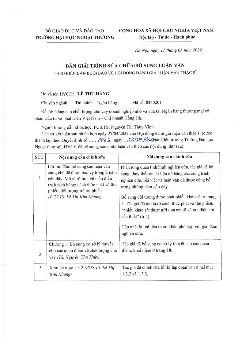 Nâng cao chất lượng cho vay doanh nghiệp nhỏ và vừa tại Ngân hàng thương mại cổ phần Đầu tư và phát triển Việt Nam - Chi nhánh Hồng Hà - 14 1