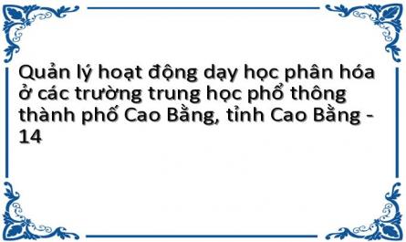 Quản lý hoạt động dạy học phân hóa ở các trường trung học phổ thông thành phố Cao Bằng, tỉnh Cao Bằng - 14