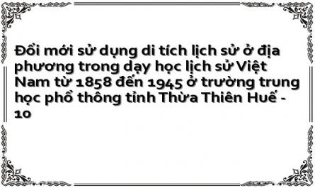 Đổi mới sử dụng di tích lịch sử ở địa phương trong dạy học lịch sử Việt Nam từ 1858 đến 1945 ở trường trung học phổ thông tỉnh Thừa Thiên Huế - 10