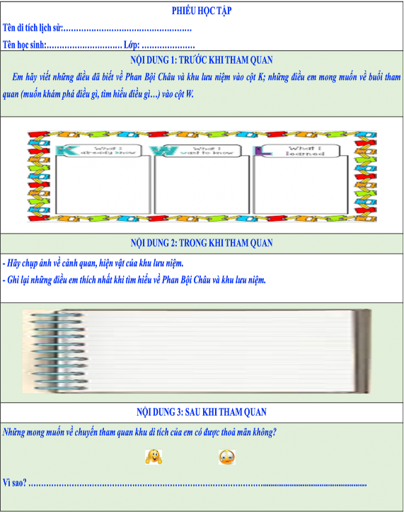 Tiếp theo GV khái quát về Khu di tích lưu niệm danh nhân Phan Bội Châu và dẫn các 1