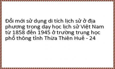 Đổi mới sử dụng di tích lịch sử ở địa phương trong dạy học lịch sử Việt Nam từ 1858 đến 1945 ở trường trung học phổ thông tỉnh Thừa Thiên Huế - 24