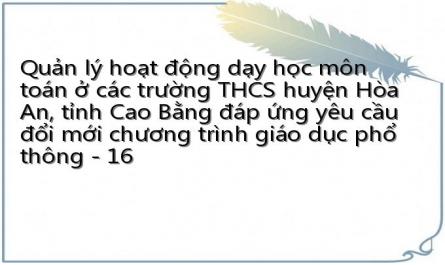 Quản lý hoạt động dạy học môn toán ở các trường THCS huyện Hòa An, tỉnh Cao Bằng đáp ứng yêu cầu đổi mới chương trình giáo dục phổ thông - 16