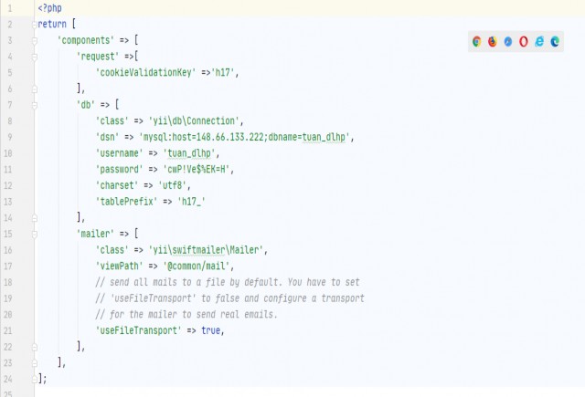 Hình 5 Cấu hình kết nối tới cơ sở dữ liệu Tạo giao diện back end và thay 1