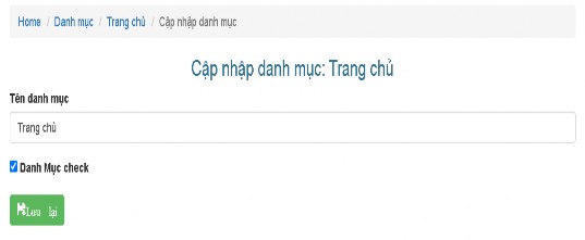 Hình 12 Giao diện sửa danh mục Khi sửa danh mục Sẽ hiển thị cập nhập danh 10