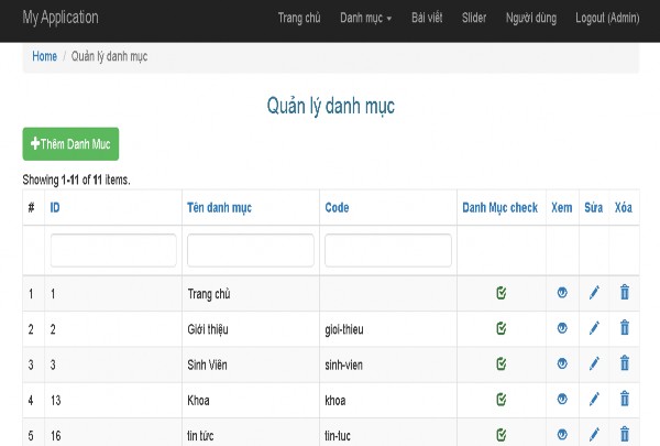 Hình 9 Giao diện quản lý danh mục Tại giao diện Quản lý danh mục gồm số thứ 7
