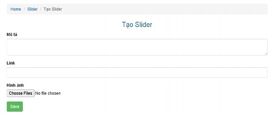 Hình 18 Giao diện tạo Slider Khi tạo một Slider gồm Mô tả Link Hình ảnh Khi chọn 6
