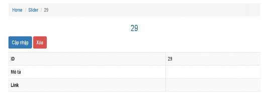 Hình 19 Giao diện xem Slider Khi xem một Slider sẽ hiển thị tiêu đề Là ID của 7
