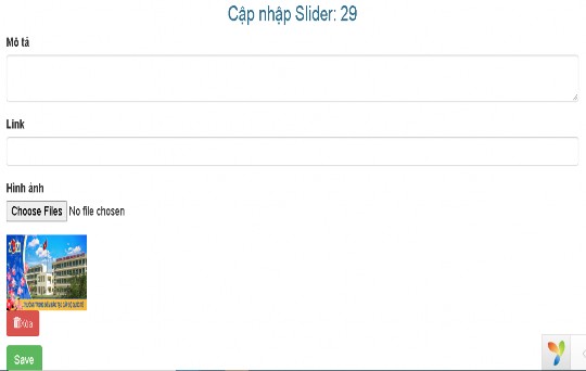 Hình 20 Giao diện sửa Slider Giao diện sửa Slide tiêu đề Cập nhập Slider là ID 8