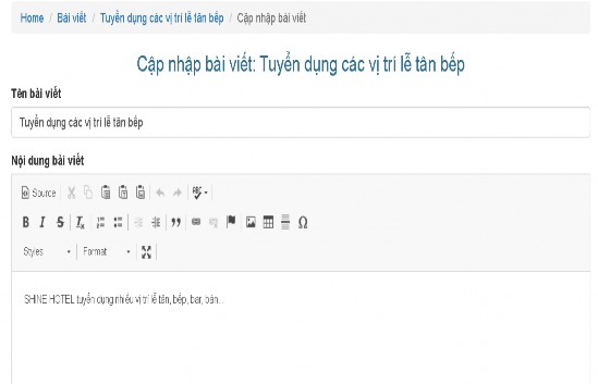 Hình 24 Giao diện sửa bài viết Hình 25 Giao diện sửa bài viết Khi sửa một bài 5