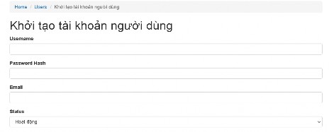 Hình 28 Giao diện Tạo người dùng Giao diện tạo người dùng gồm Tiêu đề là 3