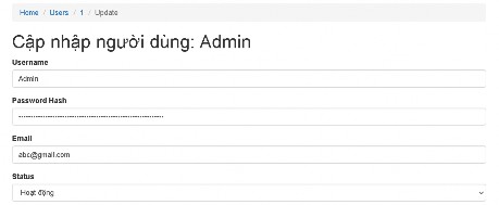 Hình 29 Giao diện cập nhập người dùng Giao diện sửa một người dùng Có tiêu 5