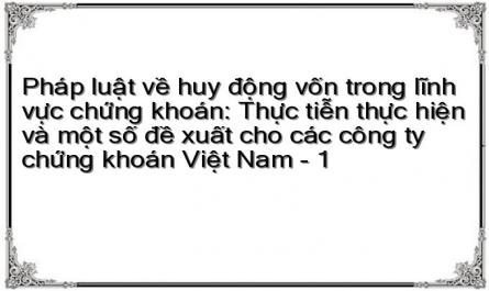 Pháp luật về huy động vốn trong lĩnh vực chứng khoán: Thực tiễn thực hiện và một số đề xuất cho các công ty chứng khoán Việt Nam - 1