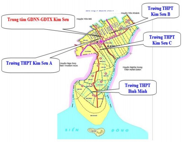 Bản đồ giáo dục huyện Kim Sơn tỉnh Ninh Bình Trung tâm GDNN GDTX huyện Kim Sơn 1