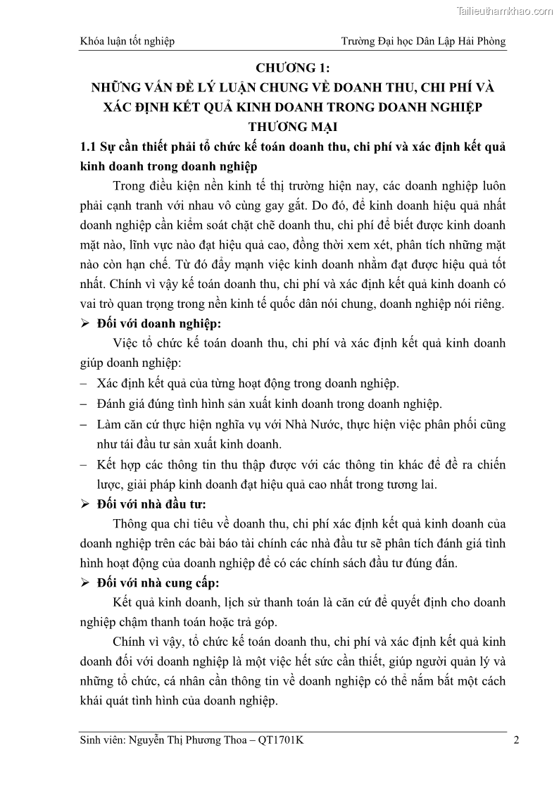 Khóa luận tốt nghiệp kế toán kiểm toán Hoàn thiện tổ chức kế toán doanh thu, chi phí và xác định kết quả kinh doanh tại Công ty Cổ phần thương mại dịch vụ du lịch Phúc Hoàng Kim - 1 Trang 7