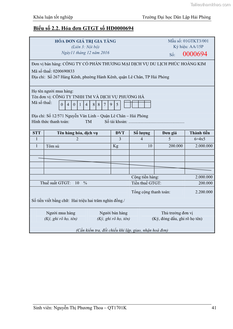 Khóa luận tốt nghiệp kế toán kiểm toán Hoàn thiện tổ chức kế toán doanh thu, chi phí và xác định kết quả kinh doanh tại Công ty Cổ phần thương mại dịch vụ du lịch Phúc Hoàng Kim - 4 Trang 46