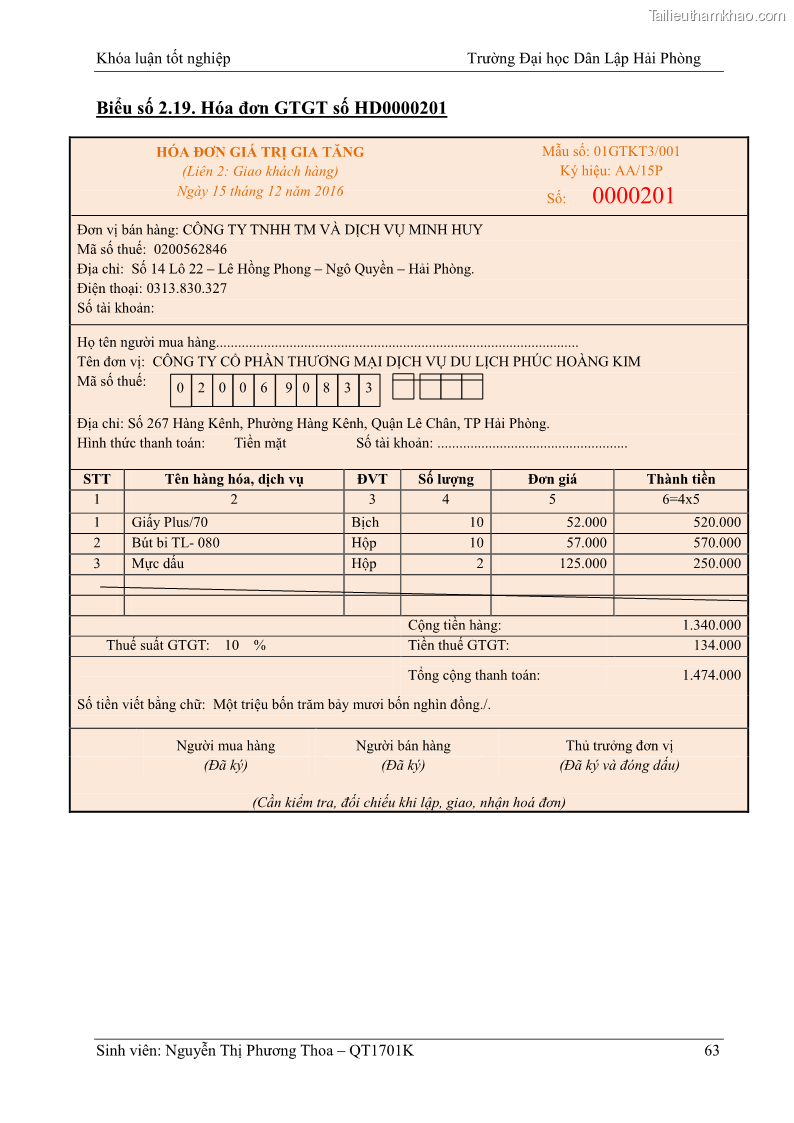 Khóa luận tốt nghiệp kế toán kiểm toán Hoàn thiện tổ chức kế toán doanh thu, chi phí và xác định kết quả kinh doanh tại Công ty Cổ phần thương mại dịch vụ du lịch Phúc Hoàng Kim - 6 Trang 68