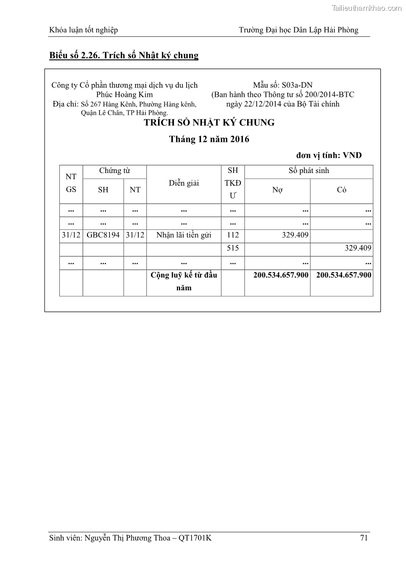 Khóa luận tốt nghiệp kế toán kiểm toán Hoàn thiện tổ chức kế toán doanh thu, chi phí và xác định kết quả kinh doanh tại Công ty Cổ phần thương mại dịch vụ du lịch Phúc Hoàng Kim - 7 Trang 76