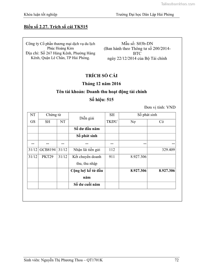 Khóa luận tốt nghiệp kế toán kiểm toán Hoàn thiện tổ chức kế toán doanh thu, chi phí và xác định kết quả kinh doanh tại Công ty Cổ phần thương mại dịch vụ du lịch Phúc Hoàng Kim - 7 Trang 77