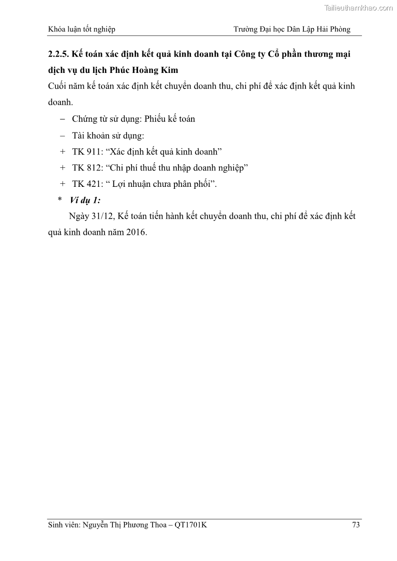 Khóa luận tốt nghiệp kế toán kiểm toán Hoàn thiện tổ chức kế toán doanh thu, chi phí và xác định kết quả kinh doanh tại Công ty Cổ phần thương mại dịch vụ du lịch Phúc Hoàng Kim - 7 Trang 78