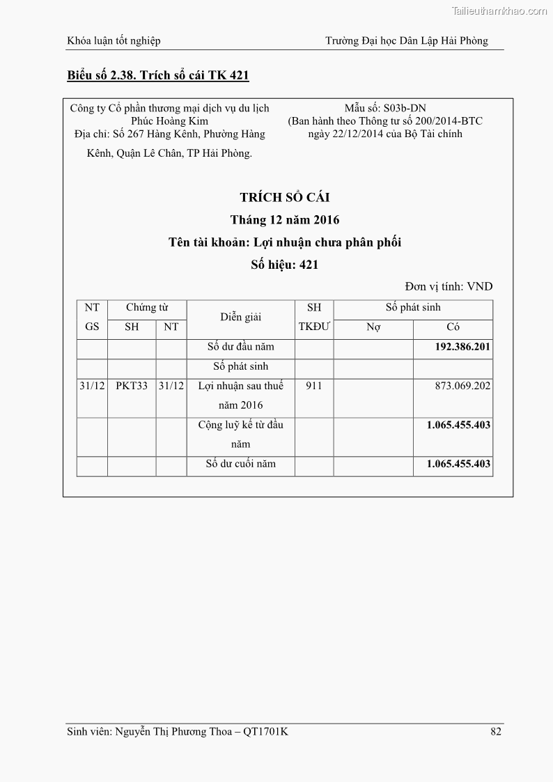 Khóa luận tốt nghiệp kế toán kiểm toán Hoàn thiện tổ chức kế toán doanh thu, chi phí và xác định kết quả kinh doanh tại Công ty Cổ phần thương mại dịch vụ du lịch Phúc Hoàng Kim - 8 Trang 87