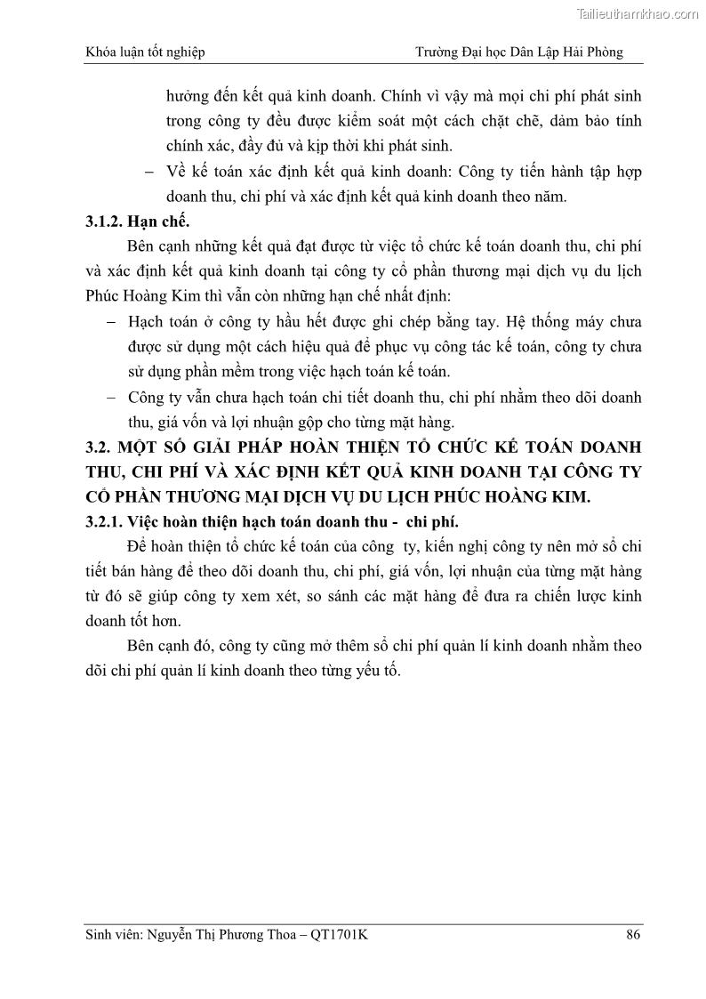 Khóa luận tốt nghiệp kế toán kiểm toán Hoàn thiện tổ chức kế toán doanh thu, chi phí và xác định kết quả kinh doanh tại Công ty Cổ phần thương mại dịch vụ du lịch Phúc Hoàng Kim - 8 Trang 91