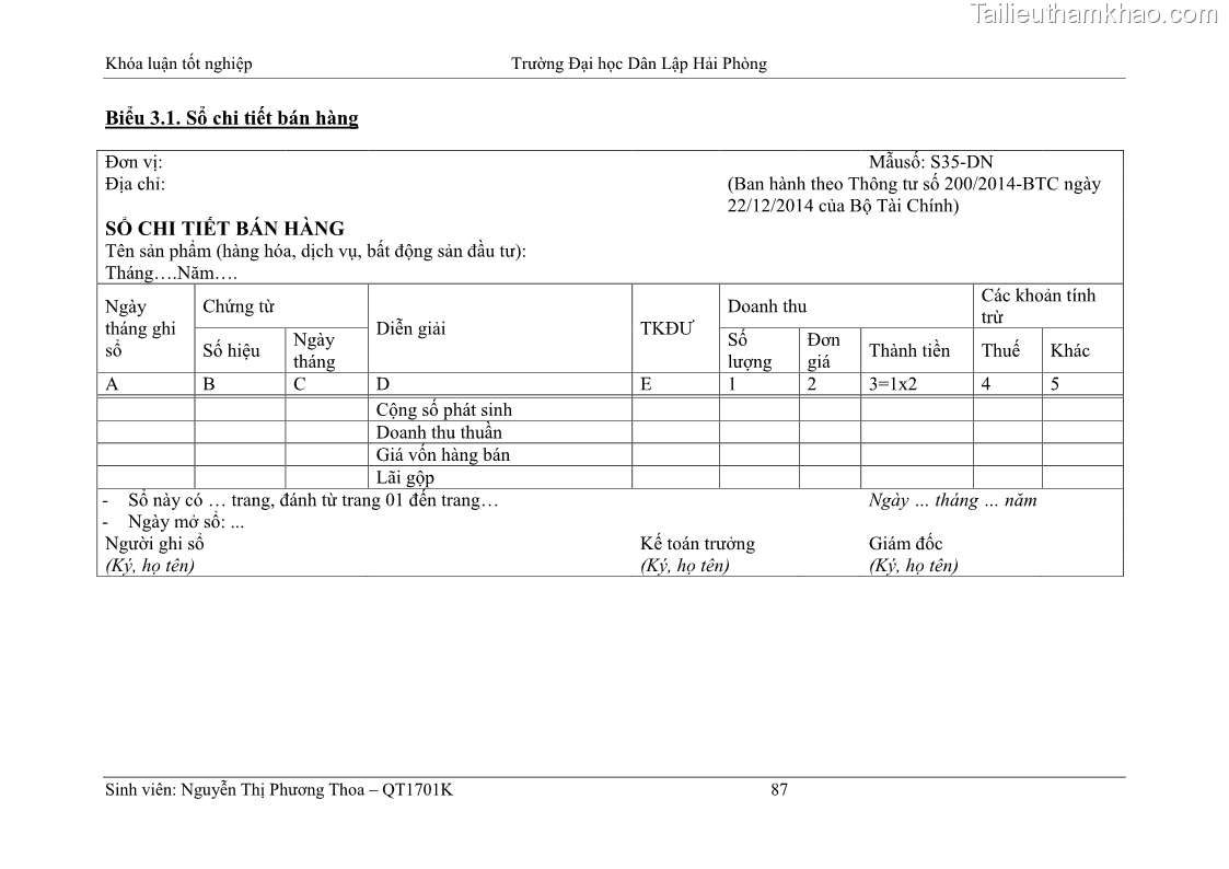 Khóa luận tốt nghiệp kế toán kiểm toán Hoàn thiện tổ chức kế toán doanh thu, chi phí và xác định kết quả kinh doanh tại Công ty Cổ phần thương mại dịch vụ du lịch Phúc Hoàng Kim - 8 Trang 92