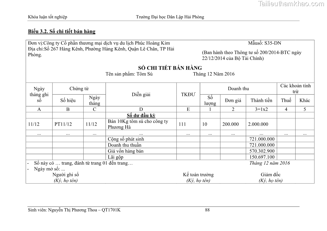 Khóa luận tốt nghiệp kế toán kiểm toán Hoàn thiện tổ chức kế toán doanh thu, chi phí và xác định kết quả kinh doanh tại Công ty Cổ phần thương mại dịch vụ du lịch Phúc Hoàng Kim - 8 Trang 93