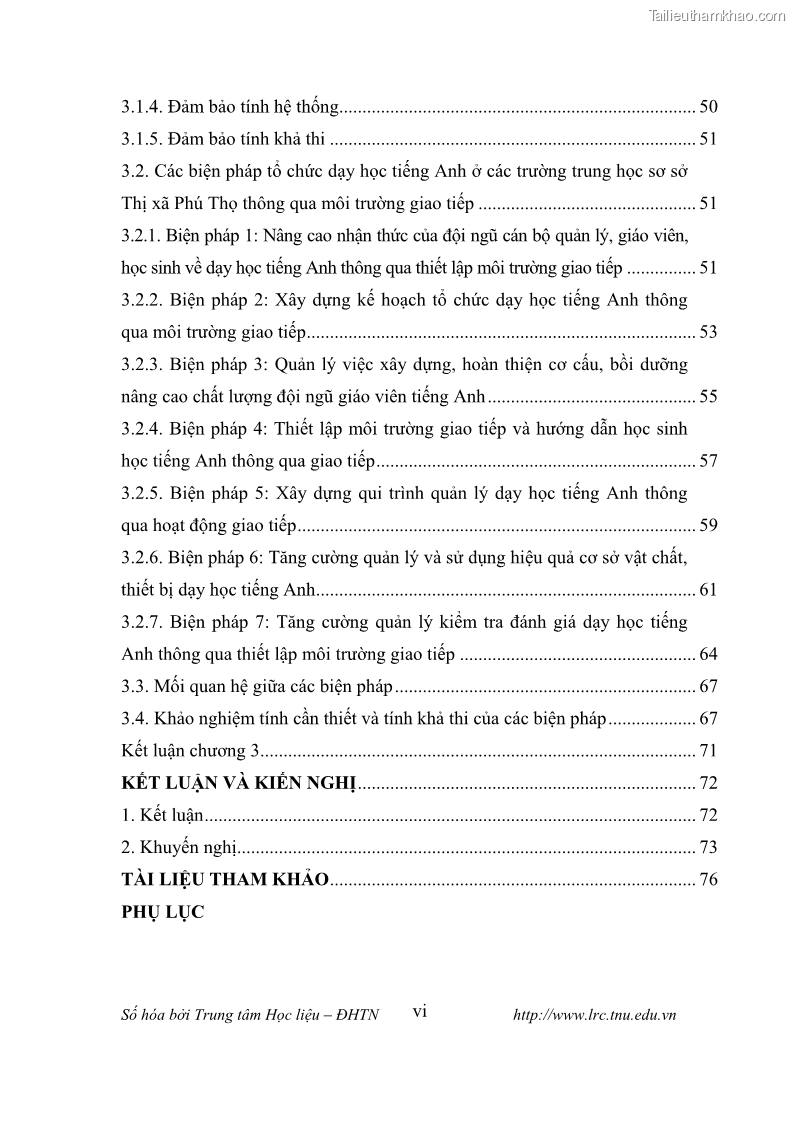 Luận văn thạc sĩ khoa học giáo dục Tổ chức dạy học tiếng Anh thông qua thiết lập môi trường giao tiếp tại các trường trung học cơ sở thị xã Phú Thọ, tỉnh Phú Thọ - 1 Trang 7