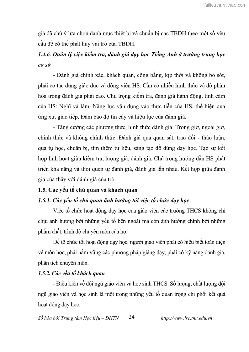 Luận văn thạc sĩ khoa học giáo dục Tổ chức dạy học tiếng Anh thông qua thiết lập môi trường giao tiếp tại các trường trung học cơ sở thị xã Phú Thọ, tỉnh Phú Thọ - 3 Trang 34