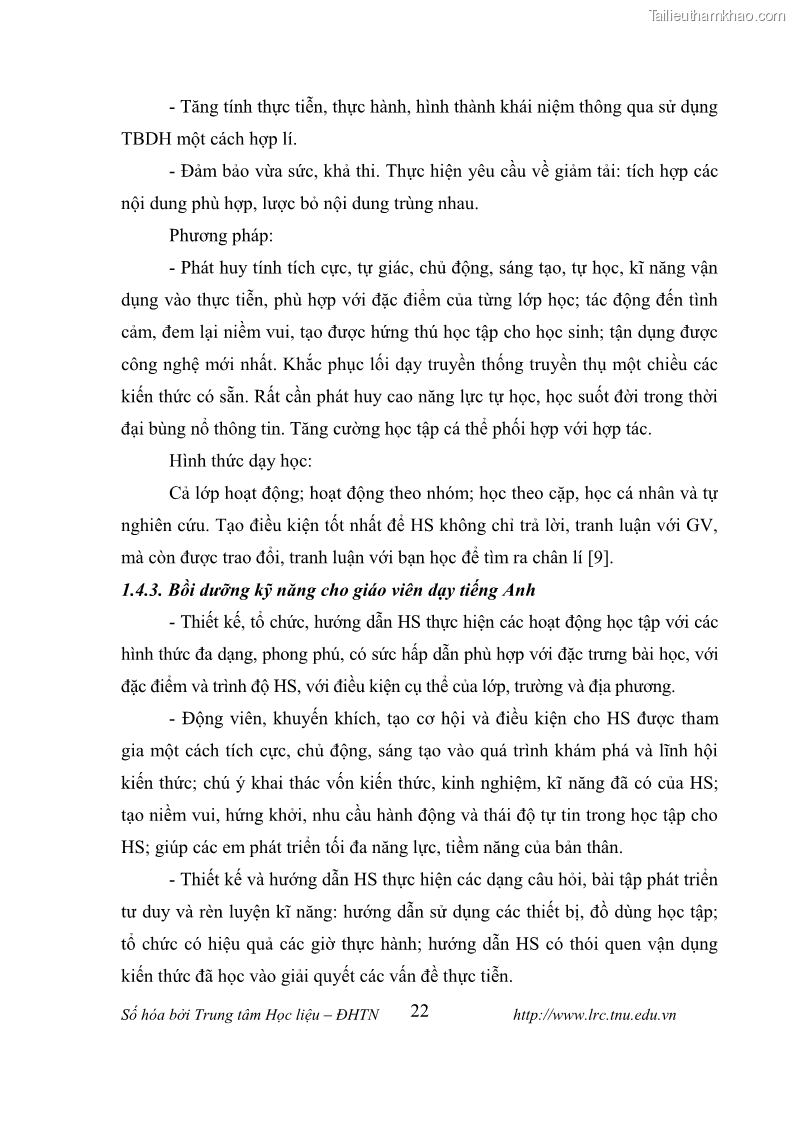 Luận văn thạc sĩ khoa học giáo dục Tổ chức dạy học tiếng Anh thông qua thiết lập môi trường giao tiếp tại các trường trung học cơ sở thị xã Phú Thọ, tỉnh Phú Thọ - 3 Trang 32