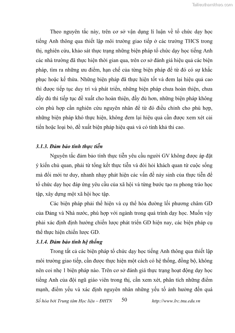Luận văn thạc sĩ khoa học giáo dục Tổ chức dạy học tiếng Anh thông qua thiết lập môi trường giao tiếp tại các trường trung học cơ sở thị xã Phú Thọ, tỉnh Phú Thọ - 5 Trang 60