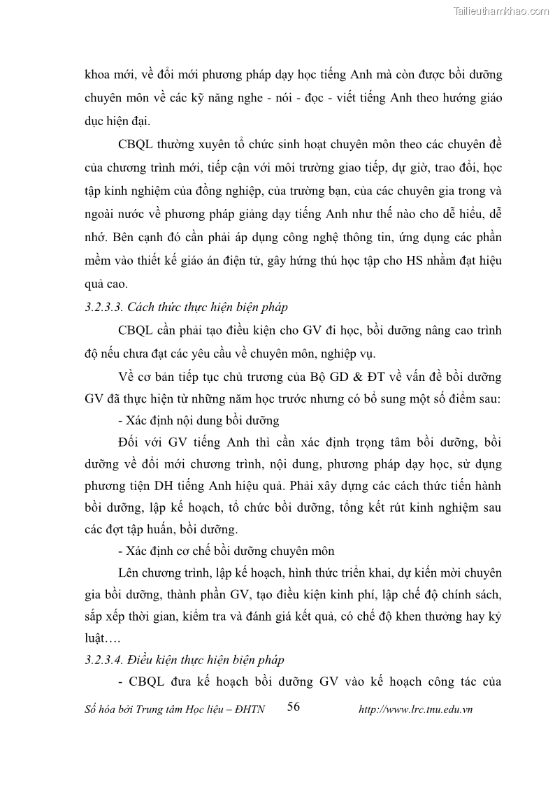 Luận văn thạc sĩ khoa học giáo dục Tổ chức dạy học tiếng Anh thông qua thiết lập môi trường giao tiếp tại các trường trung học cơ sở thị xã Phú Thọ, tỉnh Phú Thọ - 6 Trang 66
