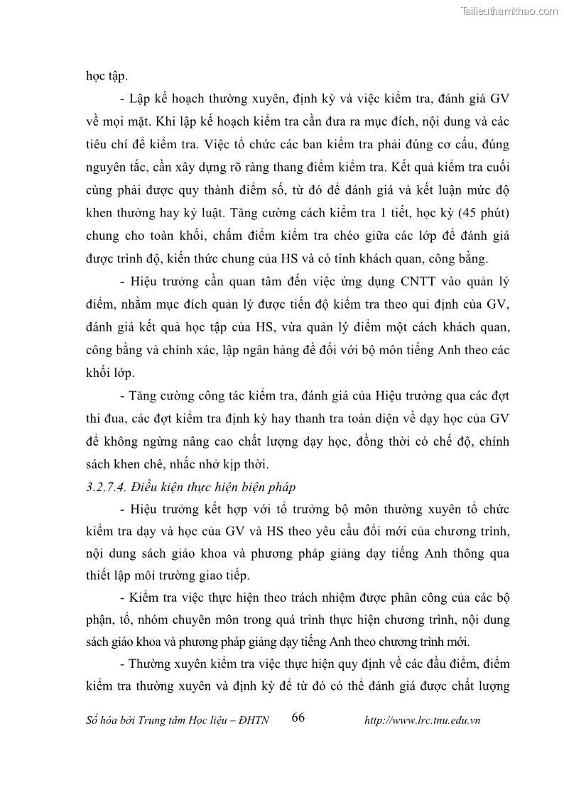 Luận văn thạc sĩ khoa học giáo dục Tổ chức dạy học tiếng Anh thông qua thiết lập môi trường giao tiếp tại các trường trung học cơ sở thị xã Phú Thọ, tỉnh Phú Thọ - 7 Trang 76