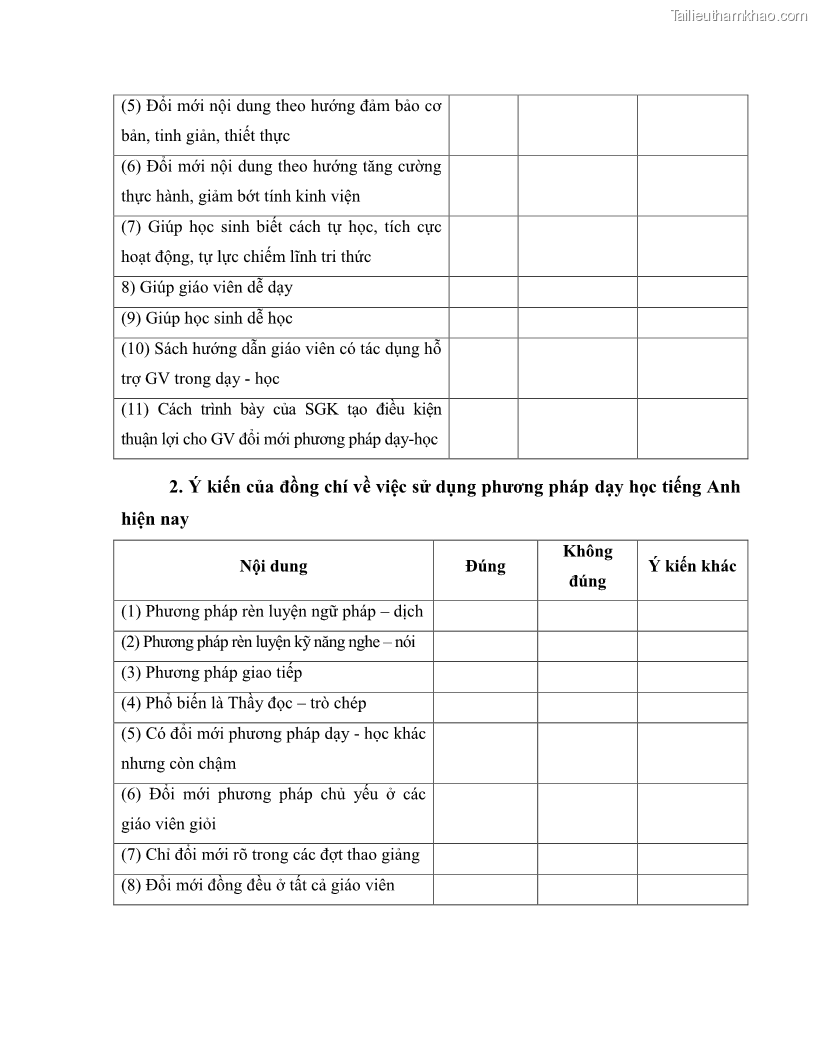 Luận văn thạc sĩ khoa học giáo dục Tổ chức dạy học tiếng Anh thông qua thiết lập môi trường giao tiếp tại các trường trung học cơ sở thị xã Phú Thọ, tỉnh Phú Thọ - 8 Trang 89