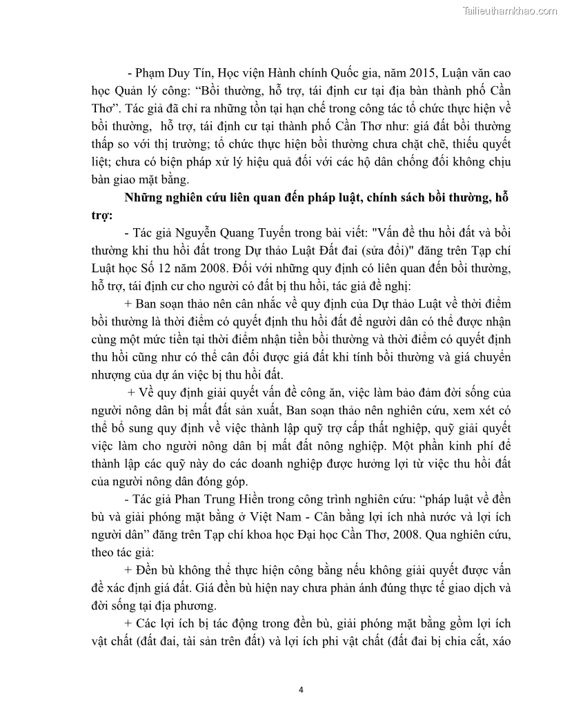 Luận văn thạc sĩ quản lý công Quản lý nhà nước về bồi thường, hỗ trợ và tái định cư khi Nhà nước thu hồi đất trên địa bàn thị xã Buôn Hồ, tỉnh Đắk Lắk - 1 Trang 11