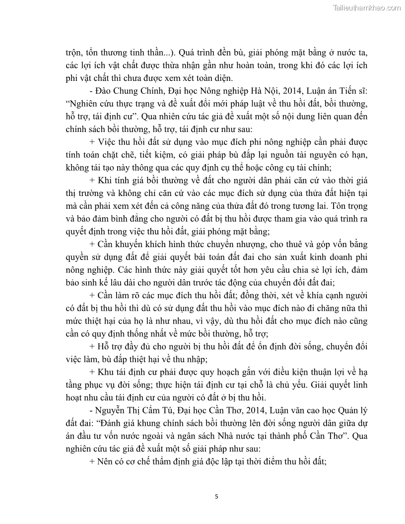 Luận văn thạc sĩ quản lý công Quản lý nhà nước về bồi thường, hỗ trợ và tái định cư khi Nhà nước thu hồi đất trên địa bàn thị xã Buôn Hồ, tỉnh Đắk Lắk - 1 Trang 12