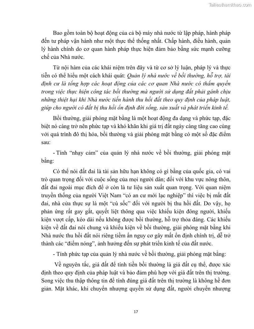 Luận văn thạc sĩ quản lý công Quản lý nhà nước về bồi thường, hỗ trợ và tái định cư khi Nhà nước thu hồi đất trên địa bàn thị xã Buôn Hồ, tỉnh Đắk Lắk - 2 Trang 24