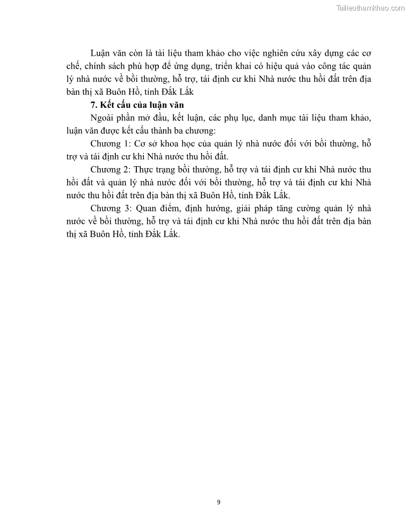 Luận văn thạc sĩ quản lý công Quản lý nhà nước về bồi thường, hỗ trợ và tái định cư khi Nhà nước thu hồi đất trên địa bàn thị xã Buôn Hồ, tỉnh Đắk Lắk - 2 Trang 16
