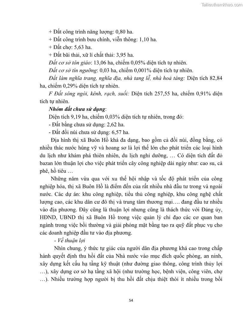 Luận văn thạc sĩ quản lý công Quản lý nhà nước về bồi thường, hỗ trợ và tái định cư khi Nhà nước thu hồi đất trên địa bàn thị xã Buôn Hồ, tỉnh Đắk Lắk - 6 Trang 61