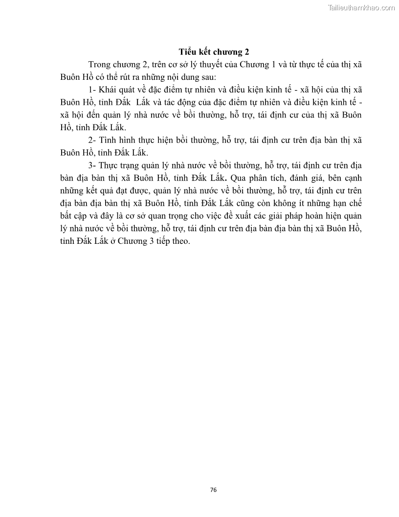 Luận văn thạc sĩ quản lý công Quản lý nhà nước về bồi thường, hỗ trợ và tái định cư khi Nhà nước thu hồi đất trên địa bàn thị xã Buôn Hồ, tỉnh Đắk Lắk - 7 Trang 83