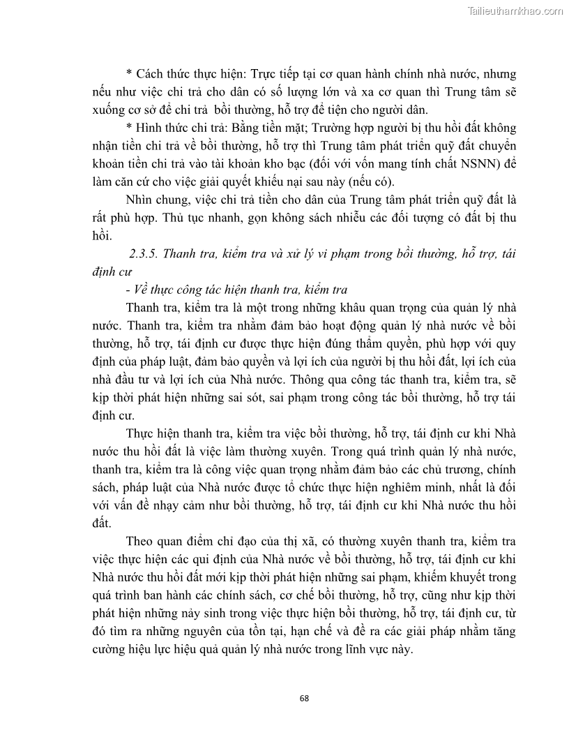 Luận văn thạc sĩ quản lý công Quản lý nhà nước về bồi thường, hỗ trợ và tái định cư khi Nhà nước thu hồi đất trên địa bàn thị xã Buôn Hồ, tỉnh Đắk Lắk - 7 Trang 75