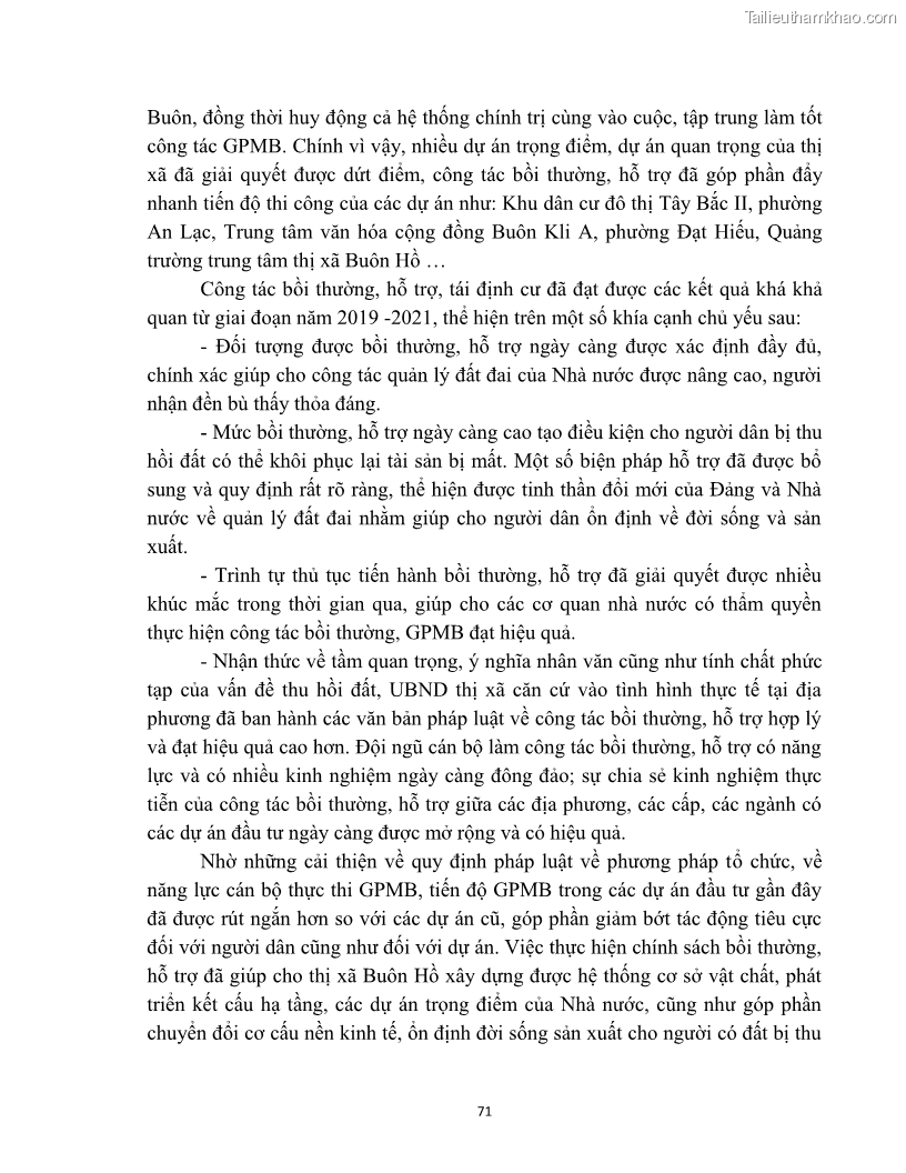 Luận văn thạc sĩ quản lý công Quản lý nhà nước về bồi thường, hỗ trợ và tái định cư khi Nhà nước thu hồi đất trên địa bàn thị xã Buôn Hồ, tỉnh Đắk Lắk - 7 Trang 78