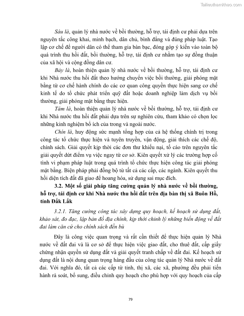 Luận văn thạc sĩ quản lý công Quản lý nhà nước về bồi thường, hỗ trợ và tái định cư khi Nhà nước thu hồi đất trên địa bàn thị xã Buôn Hồ, tỉnh Đắk Lắk - 8 Trang 86