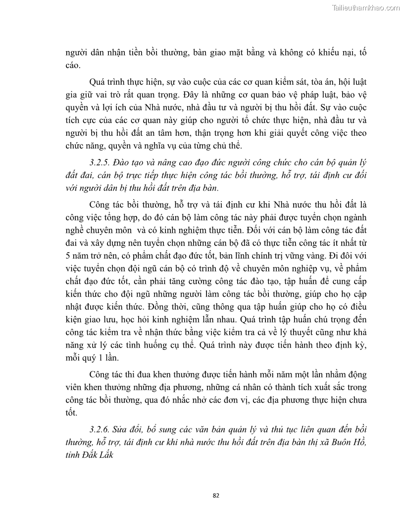 Luận văn thạc sĩ quản lý công Quản lý nhà nước về bồi thường, hỗ trợ và tái định cư khi Nhà nước thu hồi đất trên địa bàn thị xã Buôn Hồ, tỉnh Đắk Lắk - 8 Trang 89