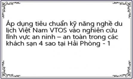Áp dụng tiêu chuẩn kỹ năng nghề du lịch Việt Nam VTOS vào nghiên cứu lĩnh vực an ninh – an toàn trong các khách sạn 4 sao tại Hải Phòng - 1