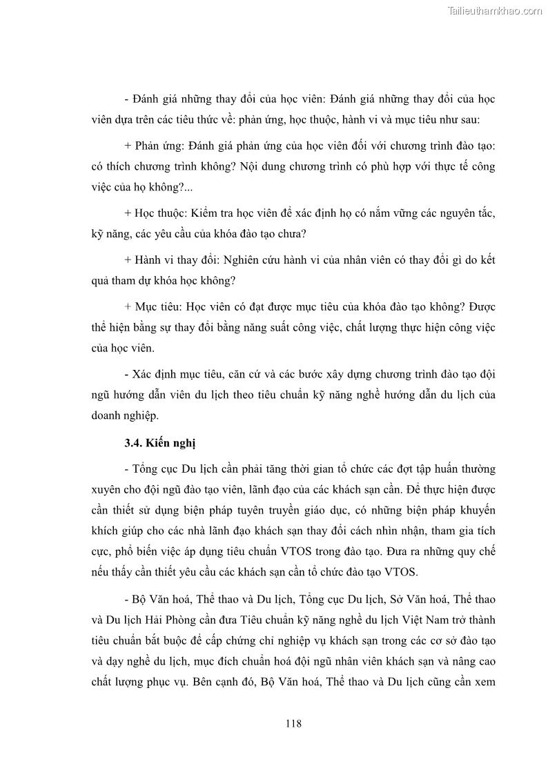 Luận văn thạc sĩ du lịch Áp dụng tiêu chuẩn kỹ năng nghề du lịch Việt Nam VTOS vào nghiên cứu lĩnh vực an ninh – an toàn trong các khách sạn 4 sao tại Hải Phòng - 10 Trang 118