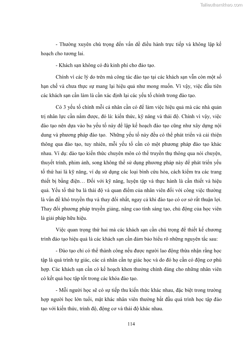 Luận văn thạc sĩ du lịch Áp dụng tiêu chuẩn kỹ năng nghề du lịch Việt Nam VTOS vào nghiên cứu lĩnh vực an ninh – an toàn trong các khách sạn 4 sao tại Hải Phòng - 10 Trang 114